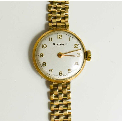 61 - A 9ct gold ladies Rotary wristwatch, with a 9ct gold strap, 17.7g