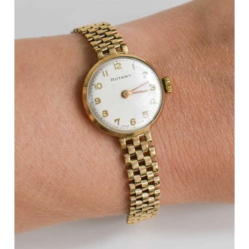 61 - A 9ct gold ladies Rotary wristwatch, with a 9ct gold strap, 17.7g