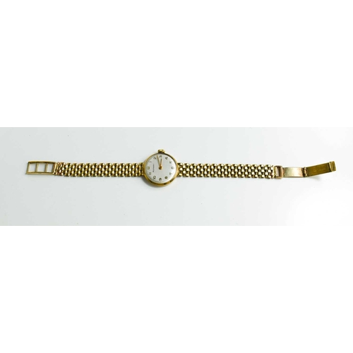 61 - A 9ct gold ladies Rotary wristwatch, with a 9ct gold strap, 17.7g