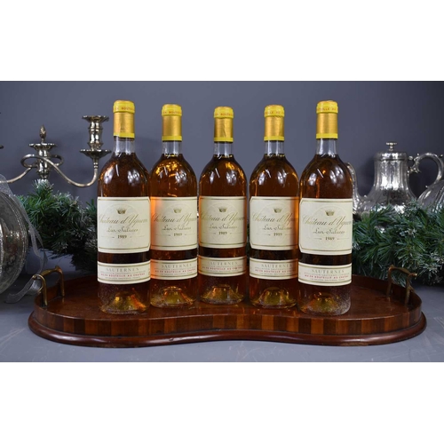 1 - Five bottles of Chateau d'Yquem Lur-Saluces, Sauternes 1989, 750ml.