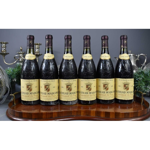 11 - Six bottles of Chateau Maucoil, Chateauneuf-Du-Pape, French, 1995, 75cl.