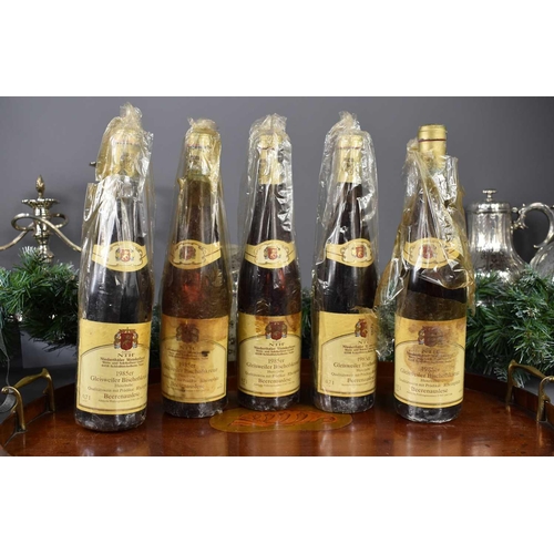 14 - Five bottles of Gleisweiler Bichofskreuz, Beerenauslese, German 1985, 0.7l, in the original plastic ... 