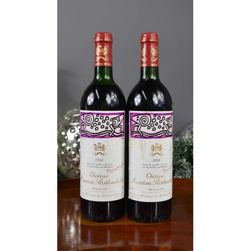 18 - Two bottles of Chateau Mouton Rothschild, Paullac, France, 1988, 75cl,