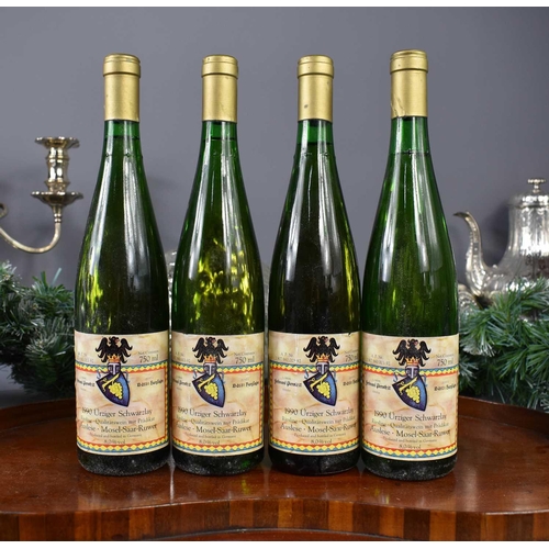 19 - Four bottles of Urziger Schwarzlay, Auslese Mosel-Saar-Ruwet, 1990, 750ml.