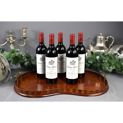 42 - Five bottles of Chateau Montrose red wine, Saint-Estephe 1996, 750ml.