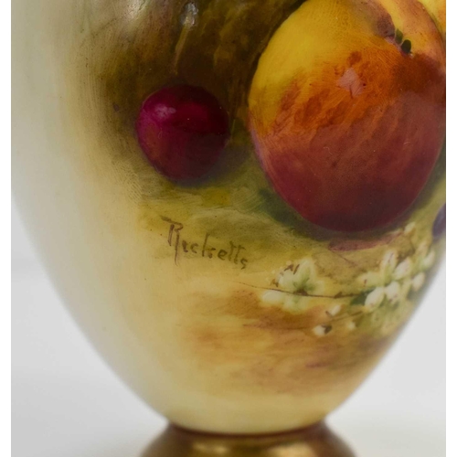 140 - A Royal Worcester vase by William Rickets, the baluster shaped vase with apples and cherries to a mo... 