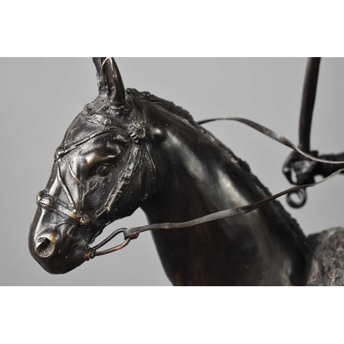 242 - JR Skeaping, bronze equine study of an officer of the `17th Lancers with sword drawn, Shabraque mark... 