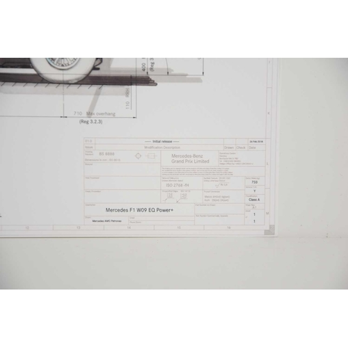 251 - Formula 1 memorabilia: A limited edition Mercedes F1 signed technical drawing signed by Lewis Hamilt... 