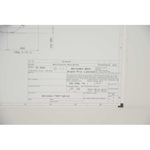 252 - Formula 1 memorabilia: A limited edition Mercedes F1 signed technical drawing signed by Nico Rosberg... 