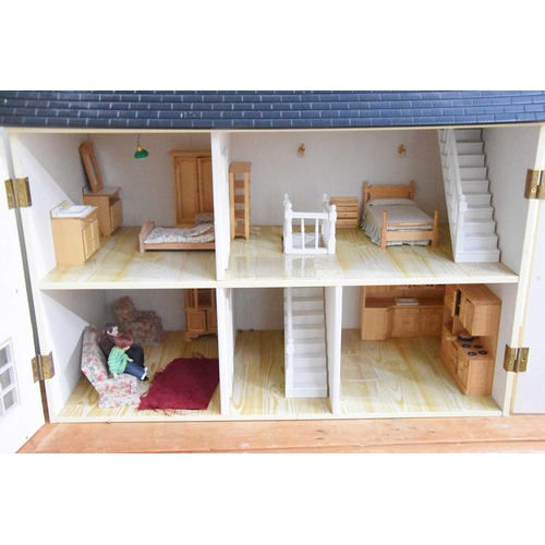 346 - Two dolls house, one in the Regency style together with a quantity of furniture.