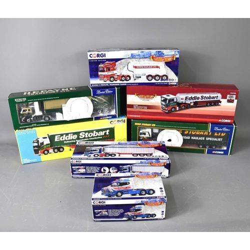 359 - Seven boxed limited edition Corgi haulage lorries to include Ridgway Rentals Scania, Dowse Haulage L... 