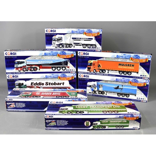 369 - Seven Corgi limited edition haulage lorries to include Eddie Stobart fuel tanker, Malcolm Logistics ... 