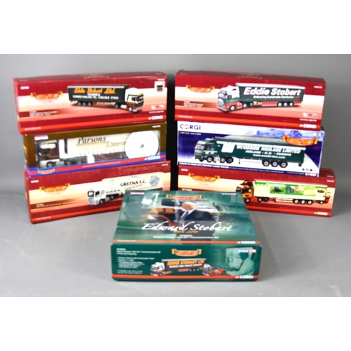 373 - Seven Corgi limited edition haulage lorries and commemorative set to include Woodside Haulage Limite... 