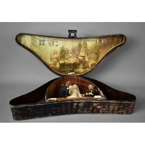 395 - A 19th century diorama depicting the death of Lord Nelson, within a bicorn shaped tin hat box, detai... 