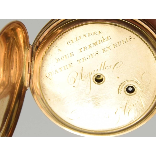 42 - A 19th century gold (tested as) pocket watch, inscribed on back 