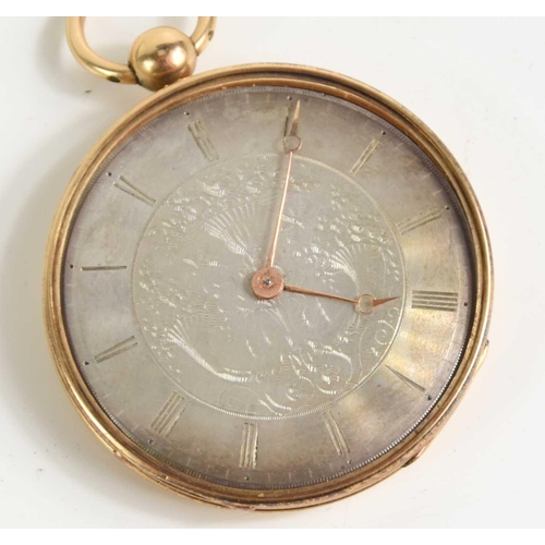 42 - A 19th century gold (tested as) pocket watch, inscribed on back 