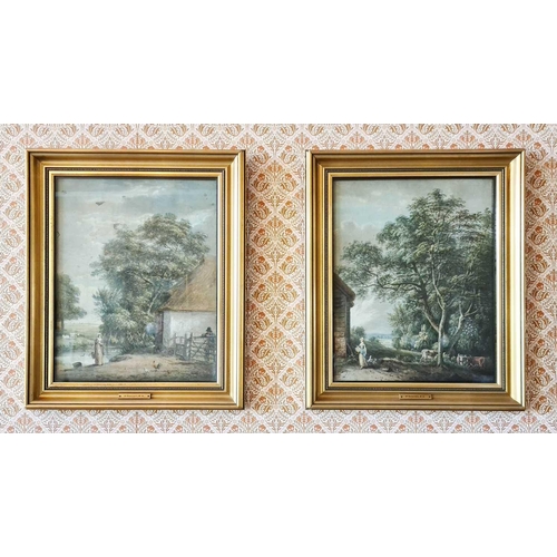 452 - Paul SANDBY, R.A. (British, 1731-1809): A pair of landscapes depicting a woman and animals, watercol... 