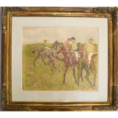 463 - After Edgar DEGAS (French, 1834-1917): Avant la course (Before the race) c. 1910 lithograph in colou... 