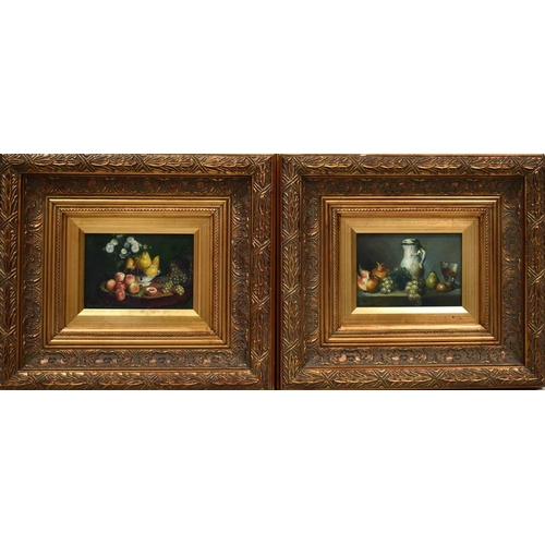 509 - A pair of 20th century oil on panel still life of fruit, 20 by 23cm.