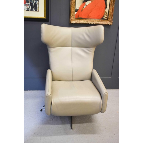 583 - A John Lewis Dane model recliner armchair, in pale grey leather and chrome base.