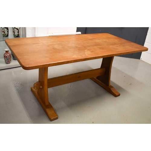 588 - Alan Grainger of Brandsby 'Acorn Man' oak dining room table with adzed top 166cm by 84cm by 75cm, to... 