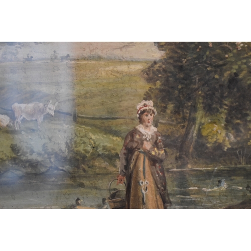 452 - Paul SANDBY, R.A. (British, 1731-1809): A pair of landscapes depicting a woman and animals, watercol... 