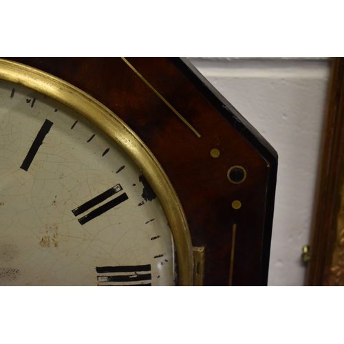 401 - A 19th century mahogany and brass inlaid cased single fusee wall clock, the dial signed Fairbrother,... 