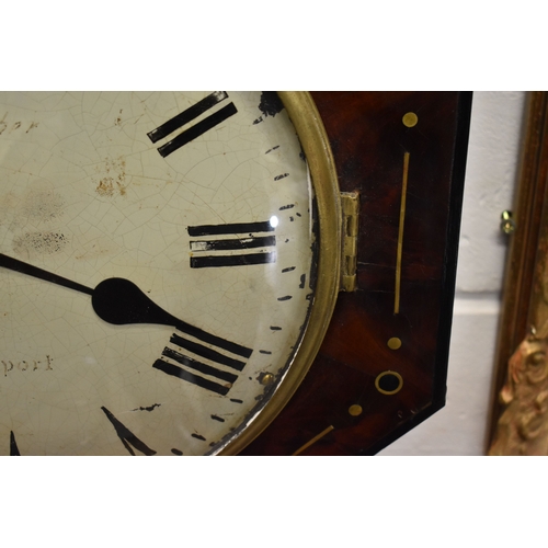 401 - A 19th century mahogany and brass inlaid cased single fusee wall clock, the dial signed Fairbrother,... 