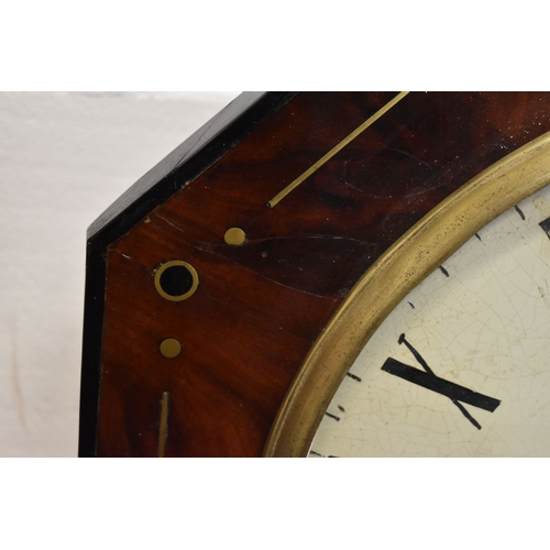 401 - A 19th century mahogany and brass inlaid cased single fusee wall clock, the dial signed Fairbrother,... 