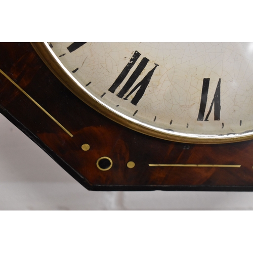 401 - A 19th century mahogany and brass inlaid cased single fusee wall clock, the dial signed Fairbrother,... 