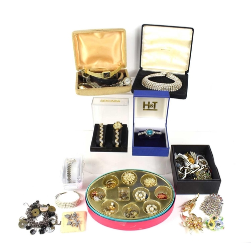 25 - A group of vintage costume jewellery and ladies watches, to include Citron and Limit.