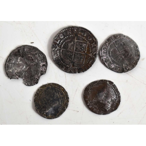 331 - Five Elizabeth I silver hammered half-groat and threepence coins.