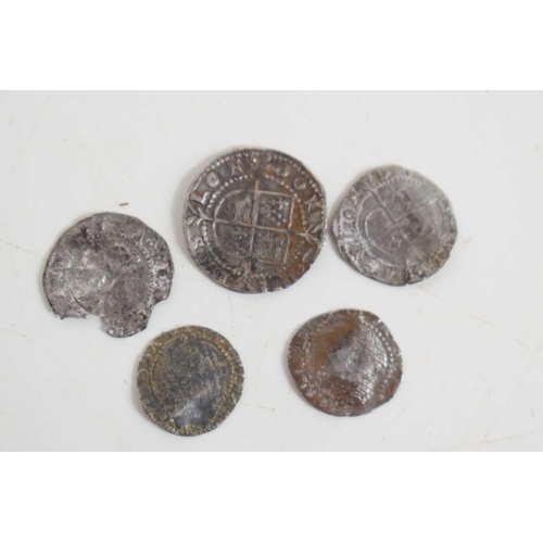 331 - Five Elizabeth I silver hammered half-groat and threepence coins.