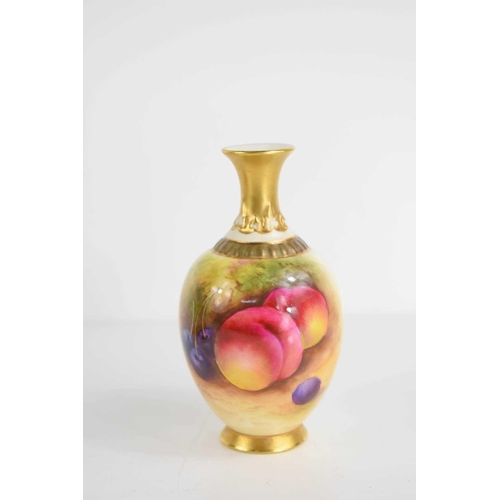 138 - A Royal Worcester vase by Mosley, painted with fruit shape number 286, signed, 11cm high.