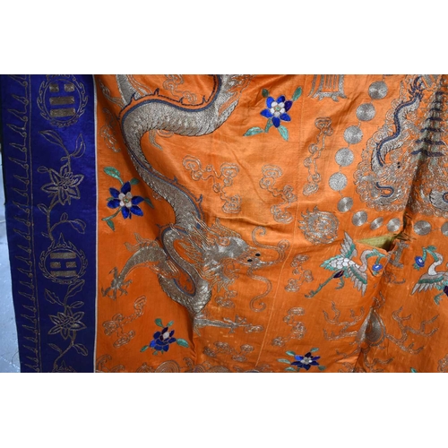 283 - A Chinese opera silk robe, Daoist priest's, finely embroidered in multi-coloured silk and a rich pat... 