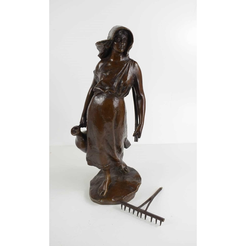 300 - W Jacobi (20th century): female figure carrying ewer, the base signed W Jacobi and dated 1901, 35cm ... 