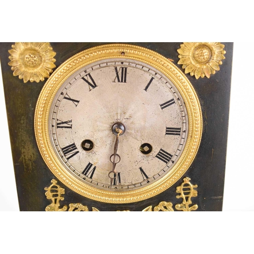 302 - A fine French marble and ormolu mantle clock, the silvered Roman numeral dial set beneath and urn fo... 