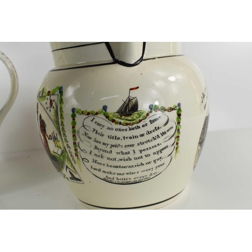 49 - A 19th century Sunderland water jug, signed Phillips & Co, with a Lords Statement decorated with mon... 