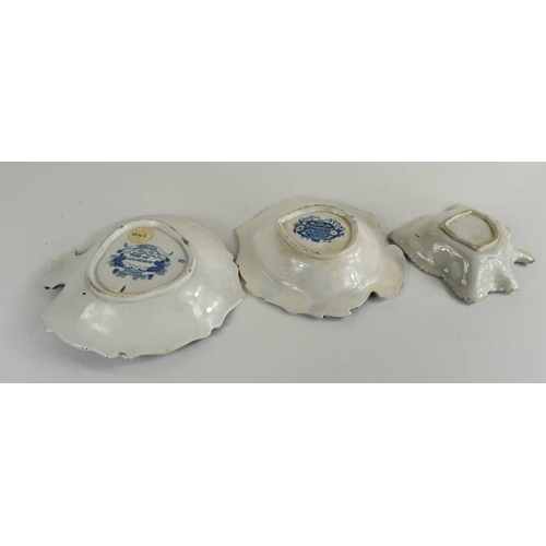 68 - A late 18th / early 18th pearlware Spode leaf pickle dish, a Stafford Gallery Opaque China dish, and... 