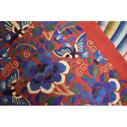 249 - A collection of 19th and 20th century Chinese embroidered and printed cotton fabrics to include wove... 