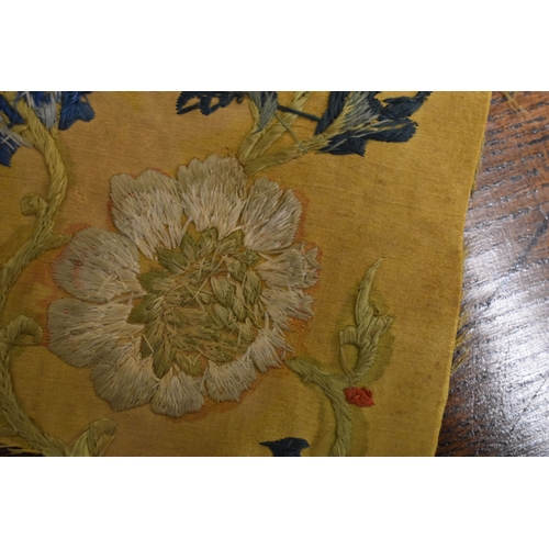 273 - A collection of 19th century and later Chinese silk fabrics to include roundels from a Chao Fu forma... 