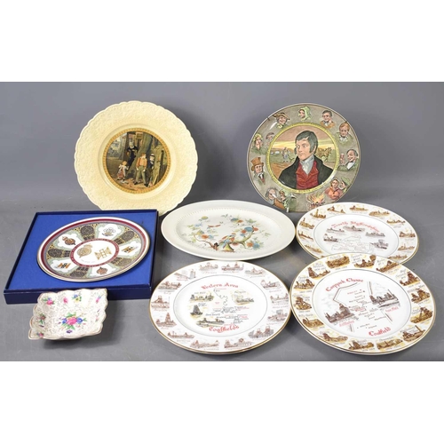 123 - Three collector’s plates, a Royal Worcester boxed plate, a Royal Doulton Character plate, and two Ro... 