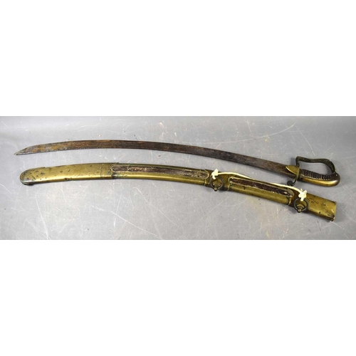 20 - An 18th century 1796 pattern cavalry officers sword, single bar hand guard with leather grip, with t... 