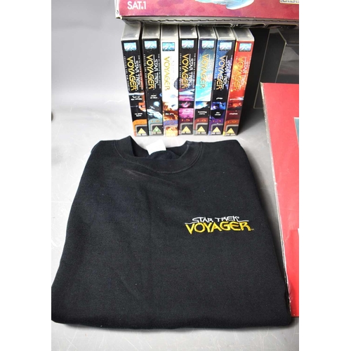 72 - A group of Star Trek Voyager memorabilia to include a limited edition jumper to commemorate the laun... 