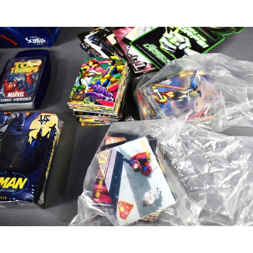 74 - A collection of DC and Marvel memorabilia to include Marvel Heroes hand tissues, Freeze Frame cards,... 