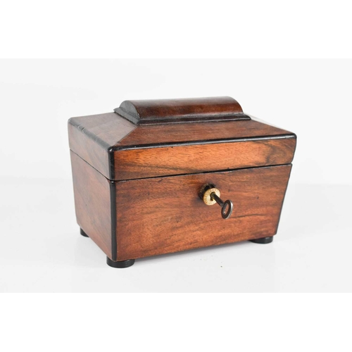 241 - A small 19th century Victorian rosewood box, of sarcophagus form, raised on compressed bun feet, 15 ... 