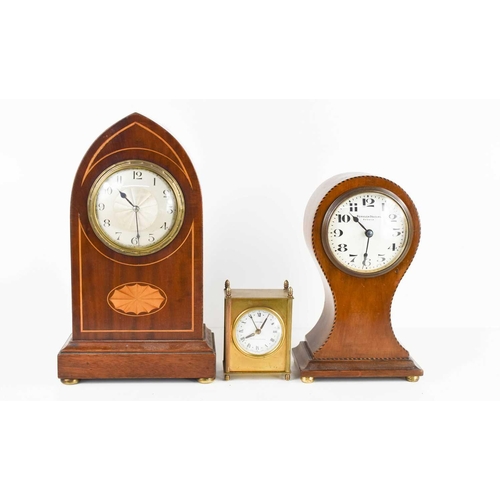 244 - A Pearson Douglas of Keswick mahogany mantle clock with arabic dial, together with an Edwardian maho... 