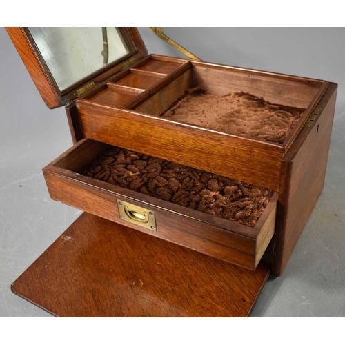 251 - A Victorian Campaign style mahogany Gentleman's vanity case, with inset brass handle to the top, mir... 