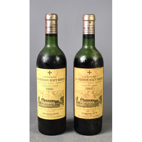 228a - Two bottles of vintage Chateau La Mission Haut Brion, Grand Cru Classe 1966 red wine.