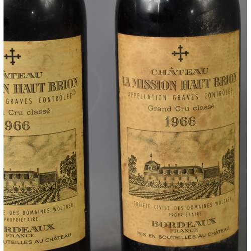 228a - Two bottles of vintage Chateau La Mission Haut Brion, Grand Cru Classe 1966 red wine.